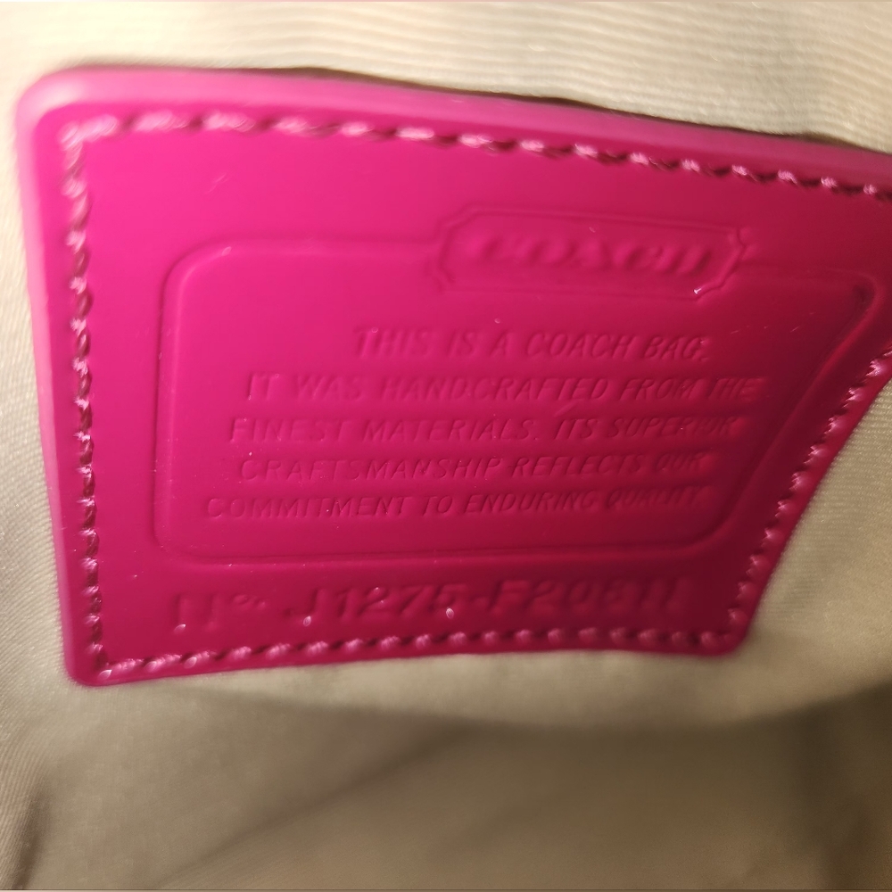Coach Brown and Pink Floral Shoulder Bag - Picture 7 of 9